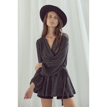 Load image into Gallery viewer, Bubble Sleeve Wrap Tunic - Charcoal